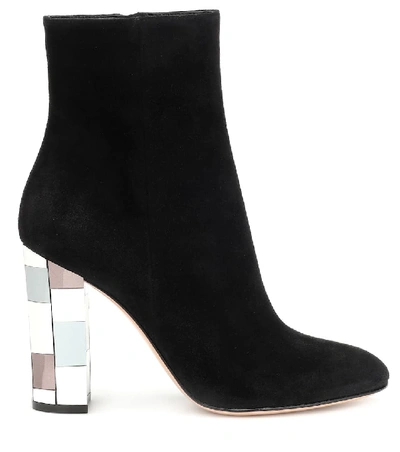 Shop Gianvito Rossi Disco Heel 100 Suede Ankle Boots In Black