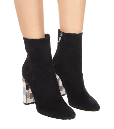 Shop Gianvito Rossi Disco Heel 100 Suede Ankle Boots In Black