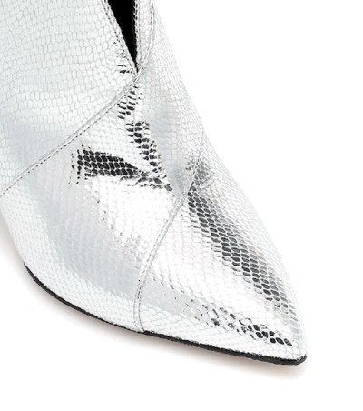 Shop Isabel Marant Archenn Leather Ankle Boots In Silver