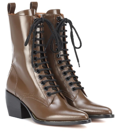 Shop Chloé Rylee Medium Leather Ankle Boots In Brown