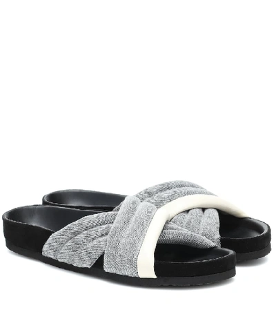 Shop Isabel Marant Holden Denim Slides In Black