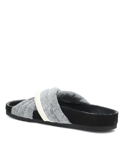 Shop Isabel Marant Holden Denim Slides In Black