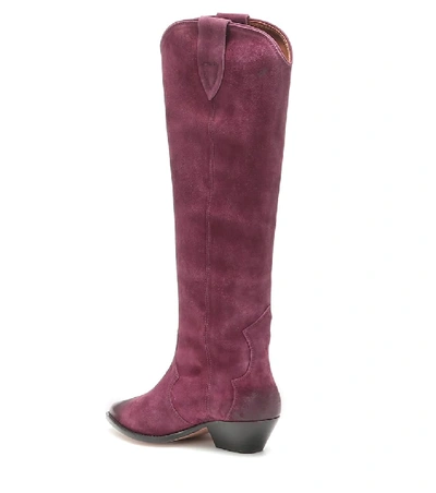 Shop Isabel Marant Denvee Suede Knee-high Boots In Purple