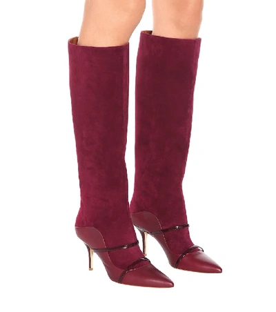 Shop Malone Souliers Madison 70 Suede Knee-high Boots In Red