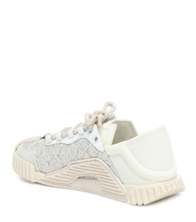 Shop Dolce & Gabbana Ns1 Lace-trimmed Sneakers In Beige