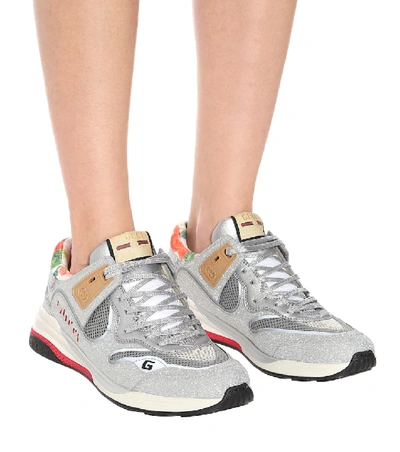 Shop Gucci Ultrapace Mesh Sneakers In Silver