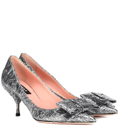 Shop Rochas Brocade Pumps In Silver