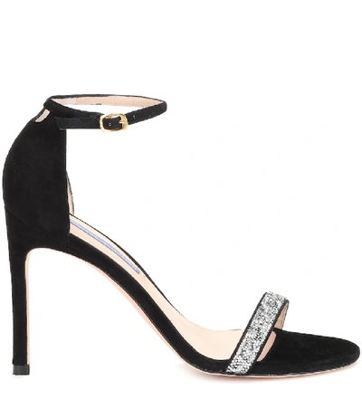 Shop Stuart Weitzman Nudistsong Suede Sandals In Black