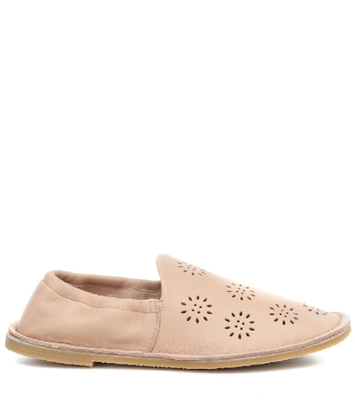 Shop Acne Studios Perforated Leather Loafers In Pink