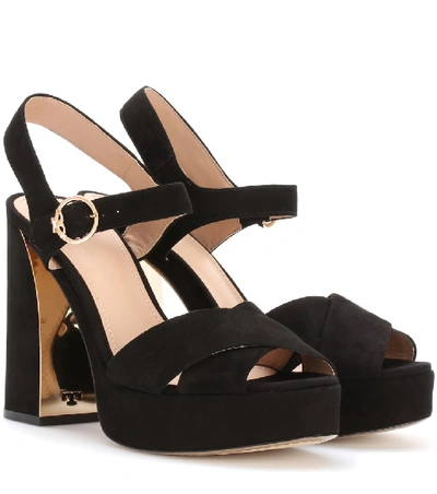 Shop Tory Burch Loretta Suede Sandals In Black