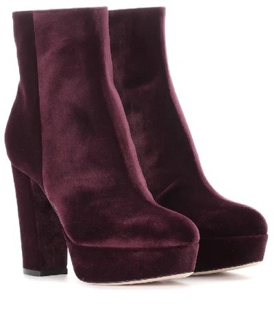Shop Gianvito Rossi Exclusive To Mytheresa.com - Temple Velvet Platform Boots In Purple