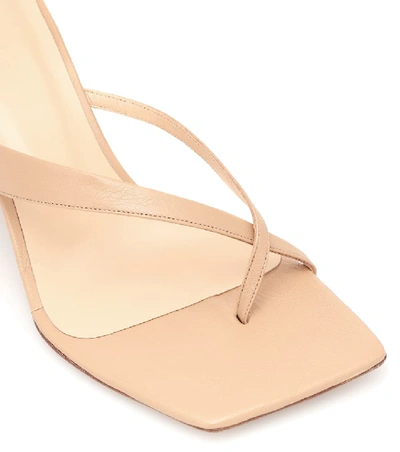 Shop By Far Theresa Leather Wedge Sandals In Beige