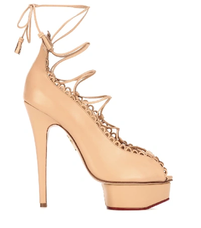 Shop Charlotte Olympia Gladys Plateau Leather Pumps In Neutrals