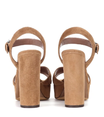 Shop Tabitha Simmons Debbie Suede Plateau Sandals In Brown