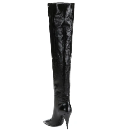 Shop Saint Laurent Kiki 100 Leather Over-the-knee Boots In Black