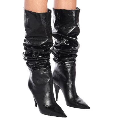 Shop Saint Laurent Kiki 100 Leather Over-the-knee Boots In Black