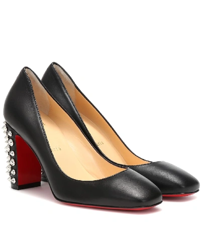 Shop Christian Louboutin Donna Stud Spikes 85 Leather Pumps In Black