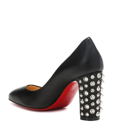 Shop Christian Louboutin Donna Stud Spikes 85 Leather Pumps In Black