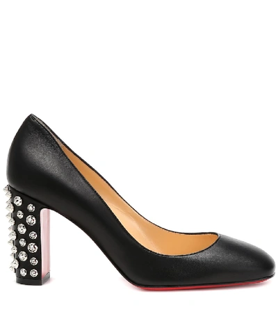 Shop Christian Louboutin Donna Stud Spikes 85 Leather Pumps In Black