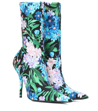 Shop Balenciaga Knife Floral-printed Ankle Boots In Multicoloured