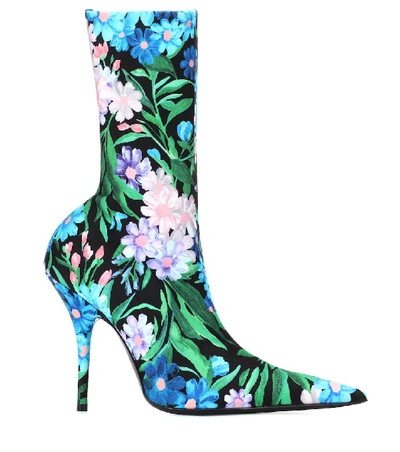 Shop Balenciaga Knife Floral-printed Ankle Boots In Multicoloured