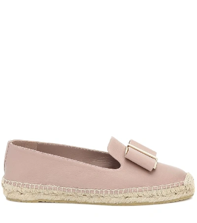 Shop Ferragamo Sannio Leather Espadrilles In Pink