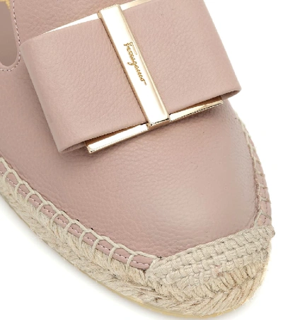 Shop Ferragamo Sannio Leather Espadrilles In Pink