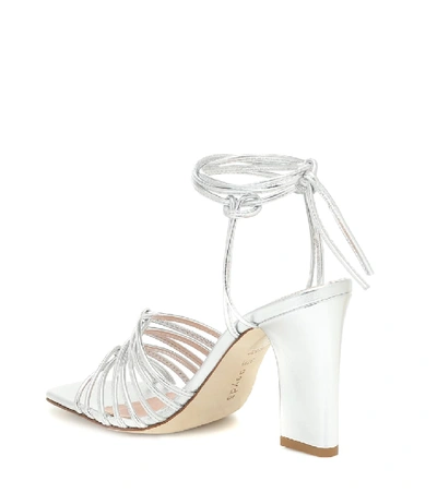 Shop Aeyde Daisy Metallic-leather Sandals In Silver