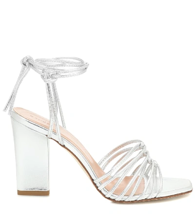 Shop Aeyde Daisy Metallic-leather Sandals In Silver