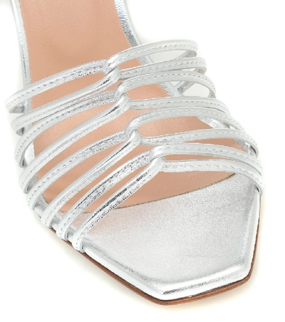 Shop Aeyde Daisy Metallic-leather Sandals In Silver
