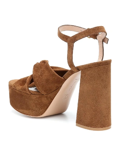 Shop Gianvito Rossi Donna Suede Platform Sandals In Brown