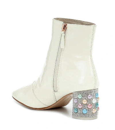 Shop Sophia Webster Toni Embellished Leather Ankle Boot In White
