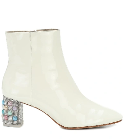 Shop Sophia Webster Toni Embellished Leather Ankle Boot In White