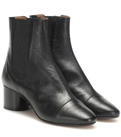 Shop Isabel Marant Danae Leather Ankle Boots In Black