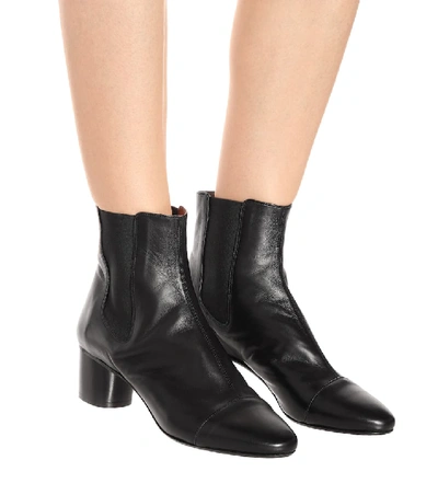 Shop Isabel Marant Danae Leather Ankle Boots In Black