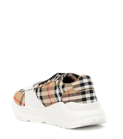 Shop Burberry Regis Checked Sneakers In Multicoloured