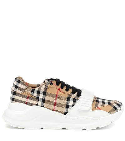 Shop Burberry Regis Checked Sneakers In Multicoloured