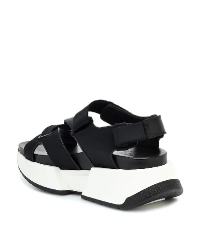 Shop Mm6 Maison Margiela Leather Platform Sandals In Black