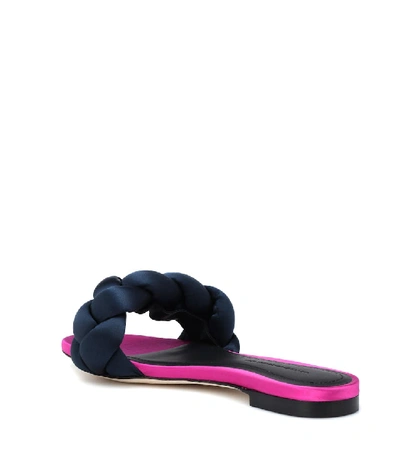 Shop Marco De Vincenzo Braided Satin Slides In Blue