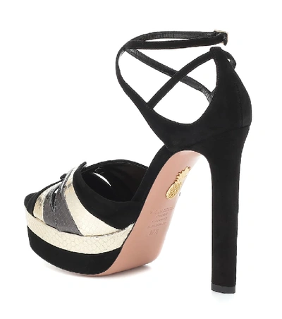 Shop Aquazzura La Di Da Plateau 130 Suede Sandals In Black