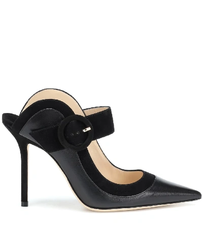 Shop Jimmy Choo Hendrix 100 Leather Mules In Black