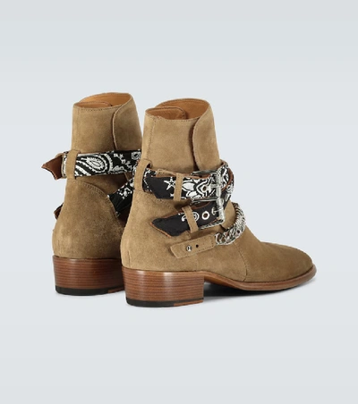 Shop Amiri Bandana Buckle Ankle Boots In Beige