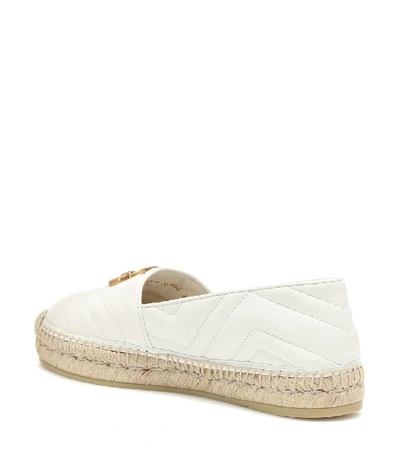 Shop Gucci Double G Leather Espadrilles In White