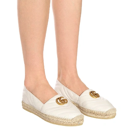 Shop Gucci Double G Leather Espadrilles In White