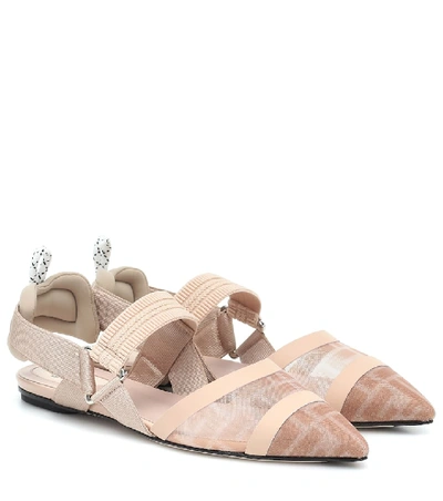 Shop Fendi Colibrì Mesh Slingback Ballet Flats In Pink