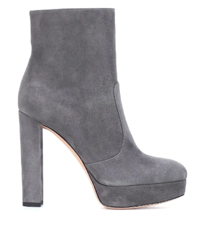 Shop Gianvito Rossi Brook Suede Ankle Boots In Grey