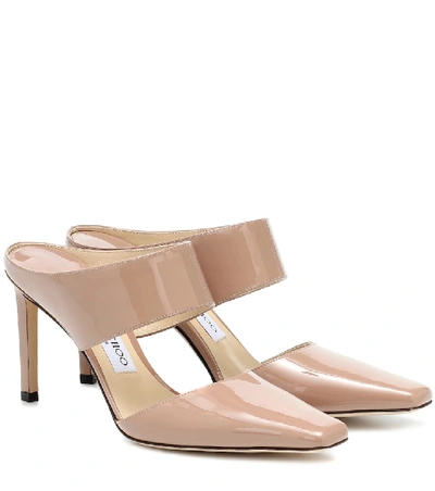 Shop Jimmy Choo Hawke 85 Patent Leather Mules In Pink