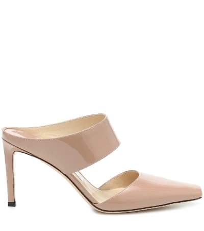 Shop Jimmy Choo Hawke 85 Patent Leather Mules In Pink