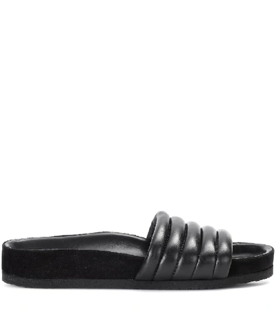 Shop Isabel Marant Hellea Leather Slides In Black