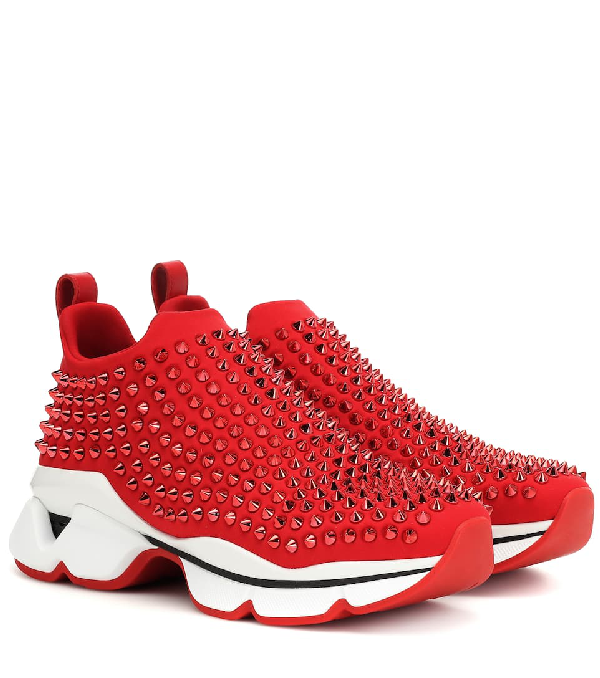 red spiked sneakers